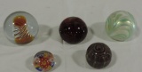 Collection Of 5 Art Glass Paperweights