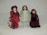 3 Collectible Dolls On Stands