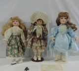 3 Collectible Dolls On Stands