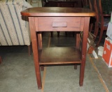 Antique Walnut One Drawer Stand With Lower Shelf