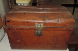 Antique Reddish Brown Painted Metal Trunk