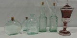 5 Bottles & Ruby Flashed Lidded Candy Dish