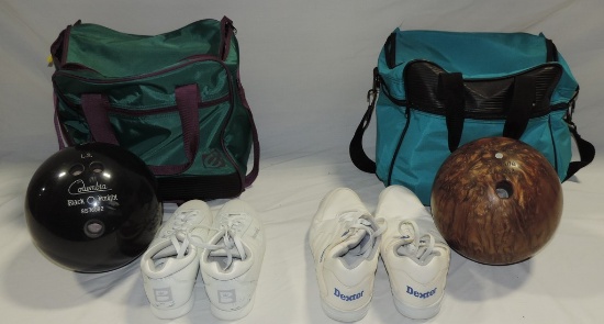 (2) Bowling Balls With Shoes In Bags