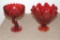 Pair of Pigeon Blood Red Art Glass Vases