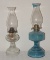 1970's Blue Colored Oil Lamp and Antique Lamp