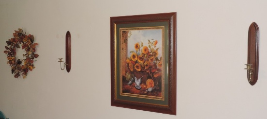 Fall Print, Wall Sconces and Wreath