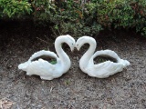 Pair of Vintage Concrete Swans