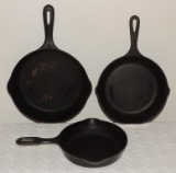 Lot of (3) Cast Iron Frying Pans