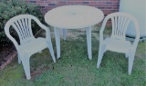 Plastic Outdoor Table and (2) Chairs