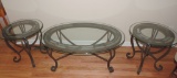 (3) Piece Metal, Tile, and Glass Table Set