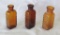 Lot of (3) Amber Poison Bottles
