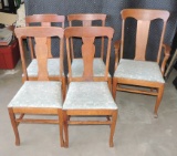 Lot of (5) Antique Oak Kitchen Chairs and Table