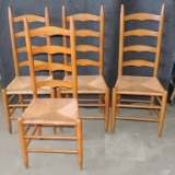 (4) Antique Chairs with Woven Bottoms