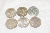 (6) Peace Silver Dollars