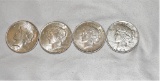(4) 1923 Peace Silver Dollars