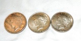 (3) 1922 Peace Silver Dollars