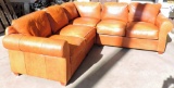 (3) Piece Light Brown Leather Sectional