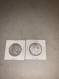 (2) Ben Franklin Silver Half Dollars