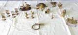 Lot of Brass Animals and Table and Chairs