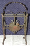 Vintage Twisted Iron Magazine Rack with Artwork