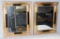 MATCHING PAIR GOLD AND BLACK FRAMED WALL MIRRORS