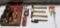 BOX LOT SLEDGE HAMMERS C CLAMPS, ELECTRICAL CORDS AND MORE