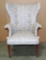 FABRIC COVERED WING ARM CHAIR