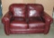 LILY BURGUNDY 2 CUSHION LEATHER LOVESEAT