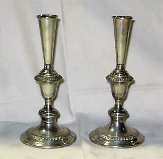 PAIR OF STERLING SILVER WEIGHTED CANDLE STICKS