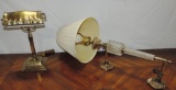 BRASS DESK LAMP & BRASS & GLASS WALL LAMP