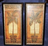 PAIR OF FAUX PAINTED WALL PLAQUES