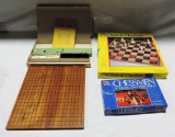 2 VINTAGE CHESS AND CHECKER SETS IN BOX & THE GAME OF GO IN BOX