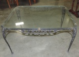 BLACK IRON GLASS TOP COFFEE TABLE