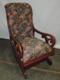 VINTAGE FLORAL UPHOLSTERED PLATFORM ROCKER