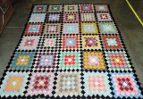 HANDMADE 1950'S QUEEN SIZED QUILT TOP