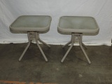 PAIR OF GREY ALUMINUM GLASS TOP PATIO END TABLES