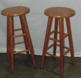 PAIR OF OAK BAR STOOLS