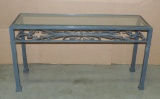 GREY PAINTED IRON & GLASS TOP ENTRY HALL TABLE