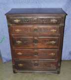 ANTIQUE EASTLAKE STYLE WOODEN CHEST OF DRAWERS