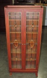 2 DOOR LEADED GLASS DISPLAY CABINET