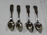 4 EARLY 1800'S COIN SILVER SPOONS