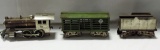 RARE 1914 LIONEL TRAIN NICKEL AND BRASS RAILROAD ENGINE & TENDER WITH  TIN PLATE CATTLE CAR