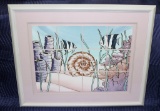 CONTEMPORARY OCEAN PRINT IN WHITE FRAME