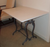 Sewing-base table with wooden top