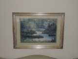 Framed sofa print Misty River Scene