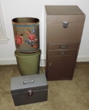 Lot of filing cabinet and trash cans