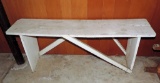 Antique white painted country store bench