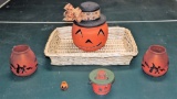 Vintage Halloween pumpkin and candles