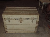 Antique square trunk painted white