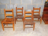 Lot of 4 children's oak chairs